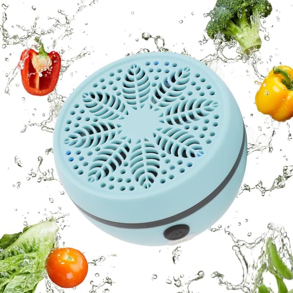 Portable Fruit Cleaning Machine - Mini Vegetable Washer with 3 Modes, 8 Liter Capacity, IPX7 Waterproof, Titanium Electrolysis (Sky Blue)