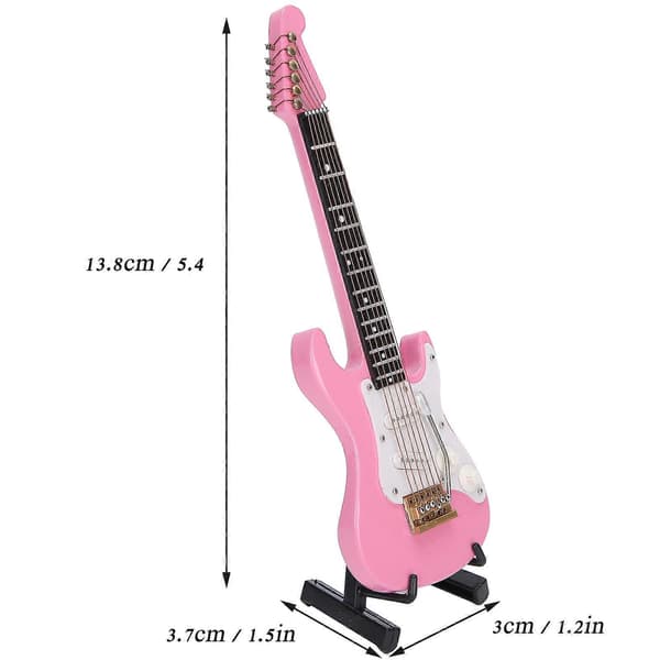 Mini Gitarrmodell Rosa Tre Musikkinstrument Dekorasjon Gaver Ornamenter 14 cm