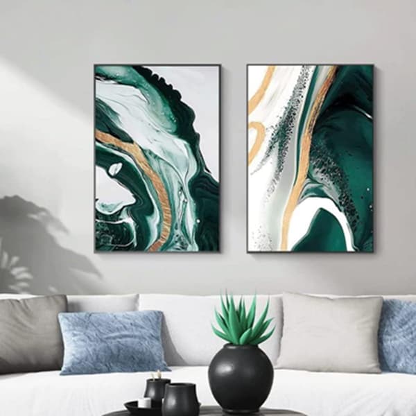Set of 3 Bohemian Abstract Botanical Leaf Posters, Wall Art, Unframed, 3 Pieces - 45 x 60 cm