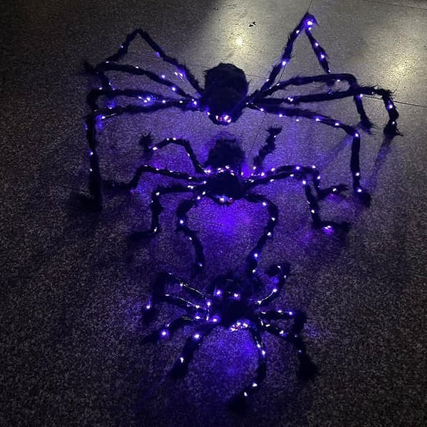 Lysende Edderkopp Plysjdekorasjon - 150cm, Perfekt Halloween Festrekvisitt