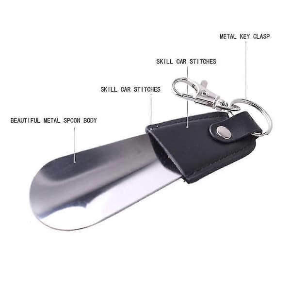 Portable Folding Metal Shoehorn with Keychain