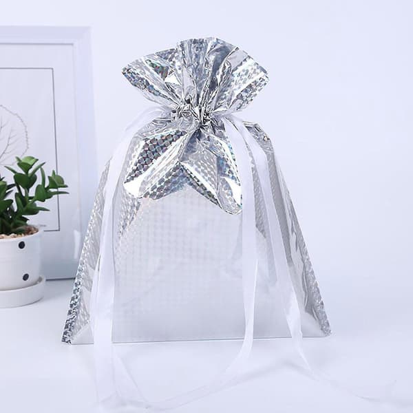 Ny julegavepose med snoretræk, gavepose, julepose i aluminiumsfolie, julegavepose H