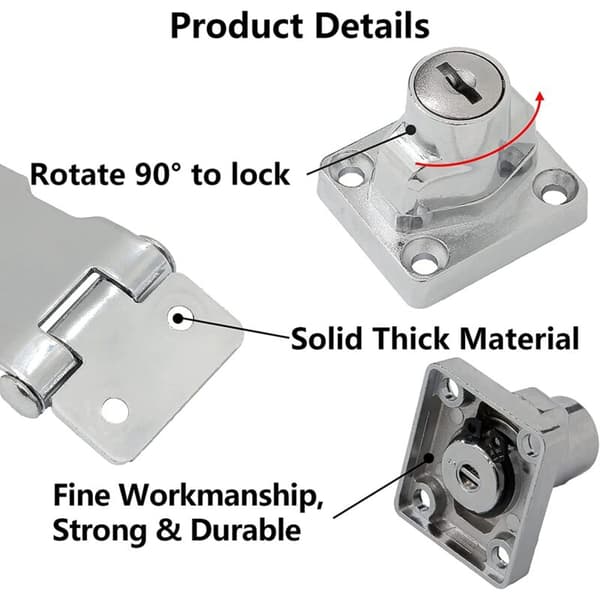 4 pcs Keyed Hasps 2.5 inch Knob Lock Hasp, Different Key Metal Security Hasp Lock