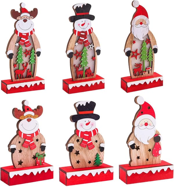 Julepynt i tre med LED-lys