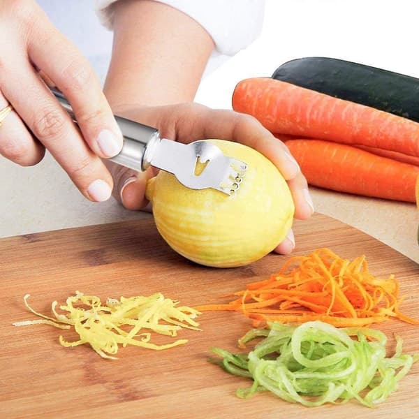 Fruktskalare i rustfritt stål, profesjonell sitron- og appelsinskreller, kjøkkenrasp - Sitron, ost, parmesan, hvitløk, ingefær