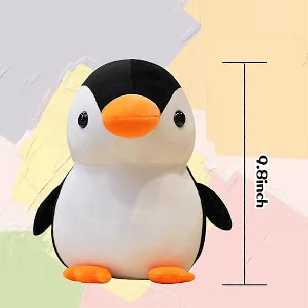 Muhkea pingviinipehmolelu, söpö 3D-pehmoeläintyyny, pehmeä ristiselän tuki, pehmolelulahja lapsille (25 cm)
