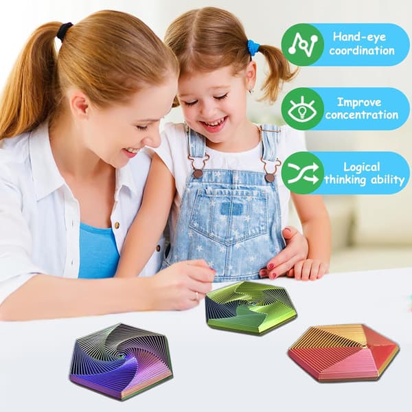 Gradient Fraktal Hexagon - 3D Spiral Fidget Legetøj - Stresslindring (Lilla)
