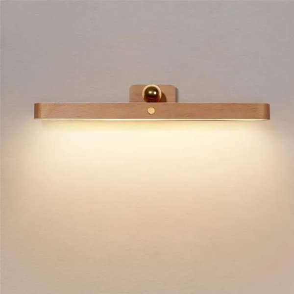 Dimmable LED Wooden Wall Lamp with Touch Switch and Battery, 360° Rotating Night Light