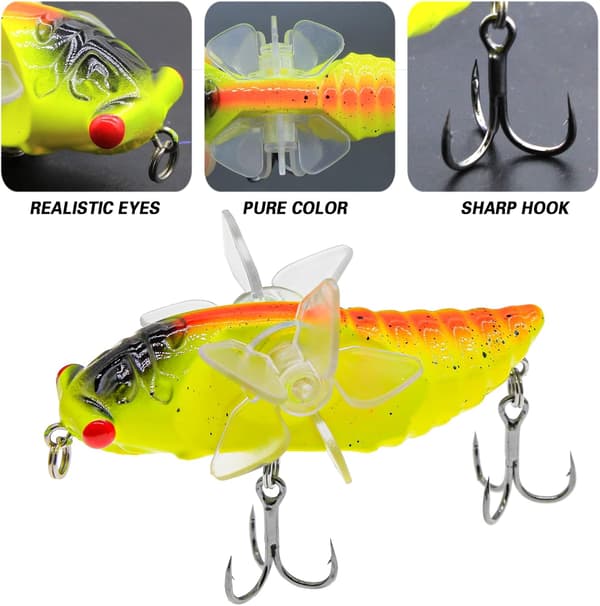 3-pack fiskedrag med propellerdesign för öring, gädda, abborre, sötvatten och saltvatten 3 st 3pcs