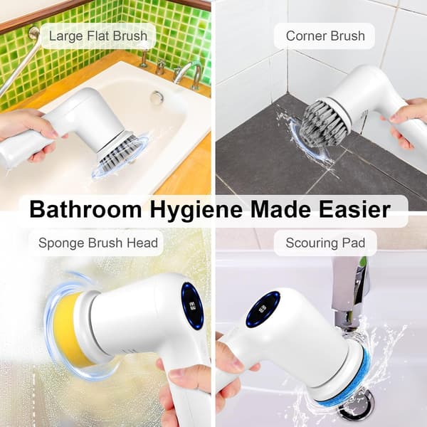 Electric Cleaning Brush, Handheld Spin Scrubber, Electric Scrubber with 5 Brush Heads, Automatic Cleaning