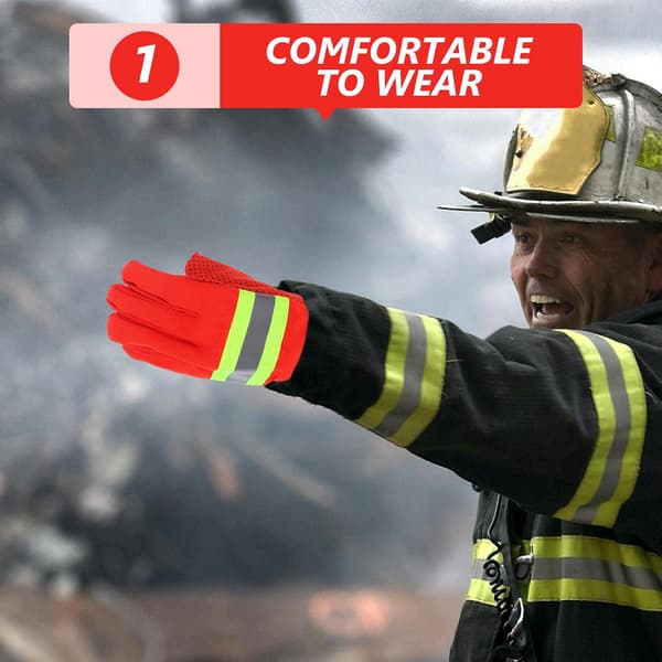 Fireproof Flame Retardant Firefighter Gloves 4pcs Thickened Orange High Temperature Insulated Rescue Gloves
