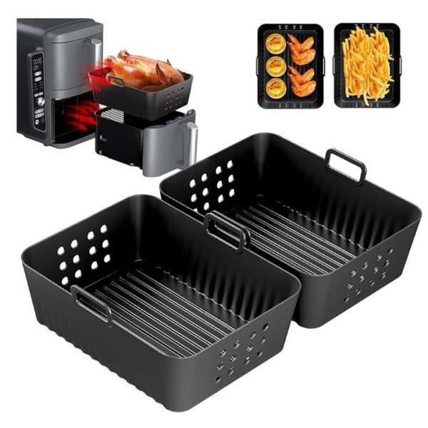 2-pak Airfryer Form til Dobbeltstablet Airfryer, Silikoneformtilbehør til Airfryer-retter til Køkkenet, yd