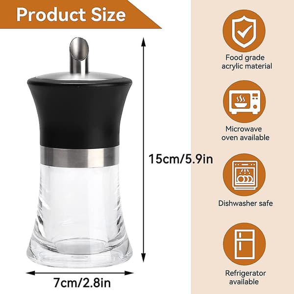 Sukkerdispenser, sukkerbeholder, krydderoppbevaringsbeholder, 100 ml