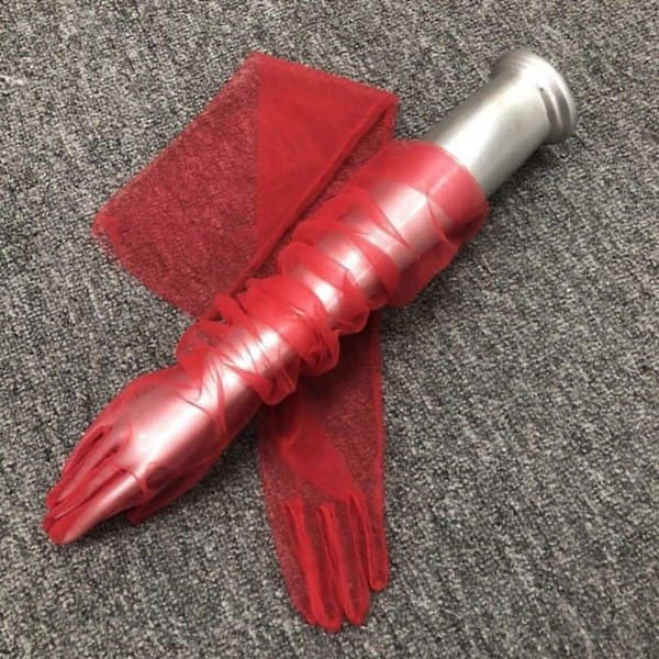 70 cm ultratynde handsker tyl albuehandsker kjolehandsker til Halloween kostume lysegrå Light Gray