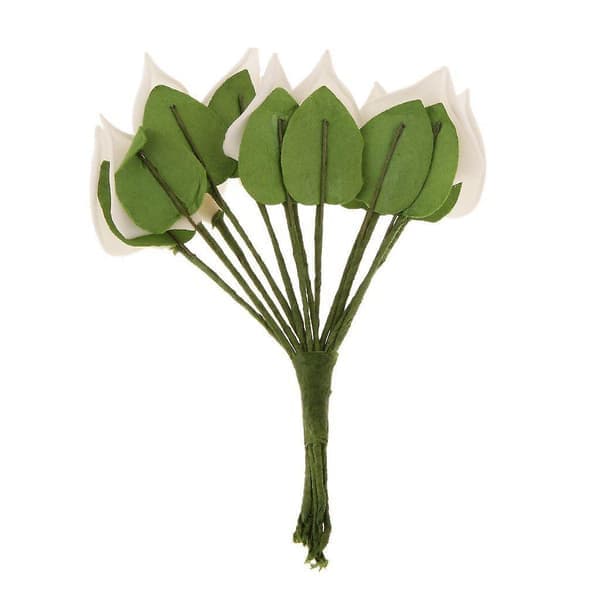 12 stk Mini Calla Kunstige Blomster Bukett Bryllupsdekor DIY Krans Gave Hvit