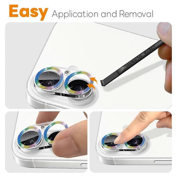 NORTHJO Camera Lens Protector for iPhone 17, Glitter Bling Circles, Tempered Glass HD Clear 3D Full Co