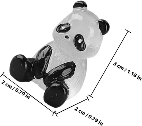Miniature Panda Figurines Luminous Mini Panda for Garden Micro Landscape Resin Statue Set 10 pcs