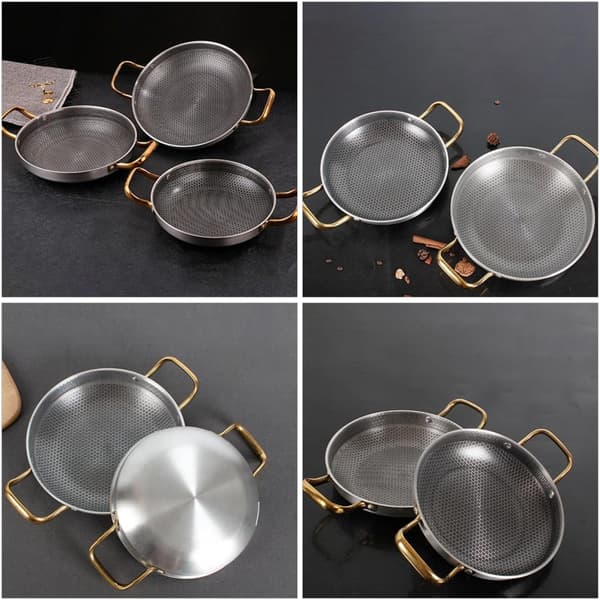 Stainless Steel Honeycomb Frying Pan, Ergonomic Handle, Scratch Resistant