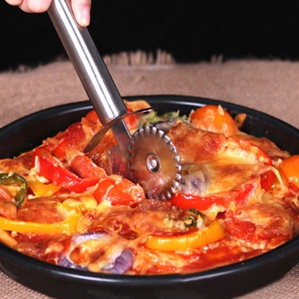 Pizzaskive i rustfritt stål, pizzakutter, pannekakekutter, rustfri, kjøkkenredskap, hjuldiameter 4 cm