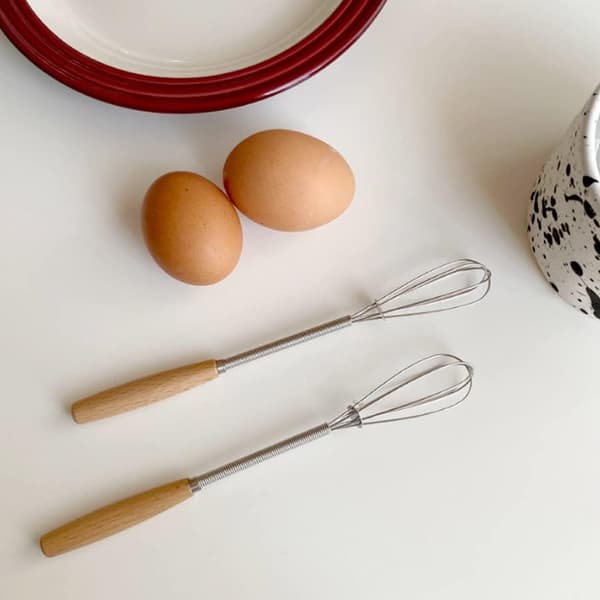 2-pakning liten visp, rustfritt stål, trådpisk, matlagingsskummer for omrøring, visping, blanding av ingredienser, sauser
