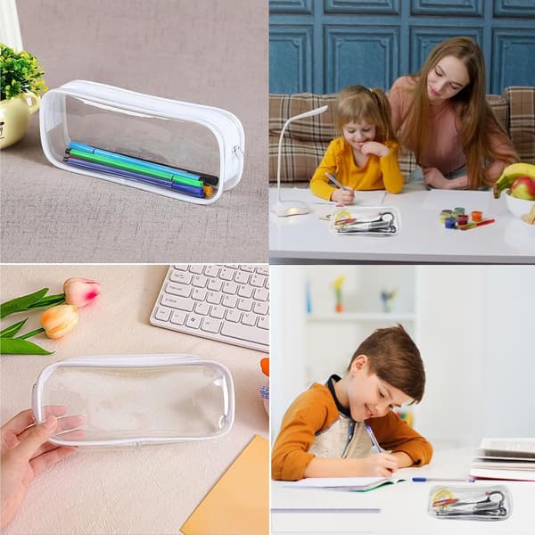 2 Pcs Clear Pencil Case, Makeup Pouch Pencil Case, Transparent Waterproof Zipper Portable Storage Bag