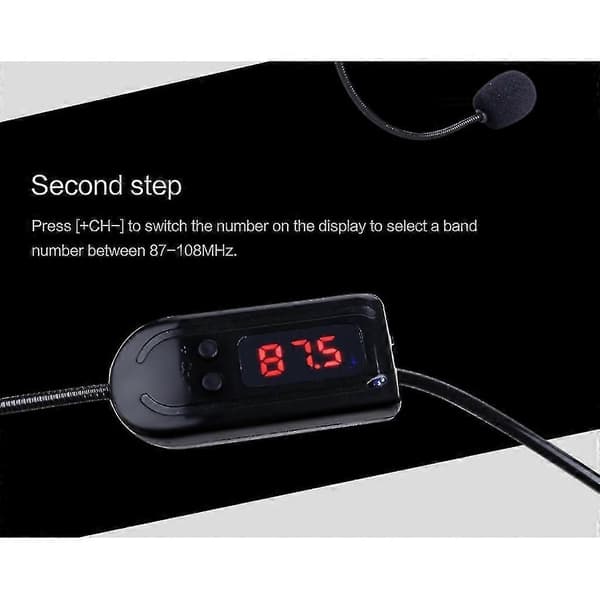 Black Portable FM Wireless Microphone Headset Radio Megaphone For Tour Guide Teaching Meeting Lecture