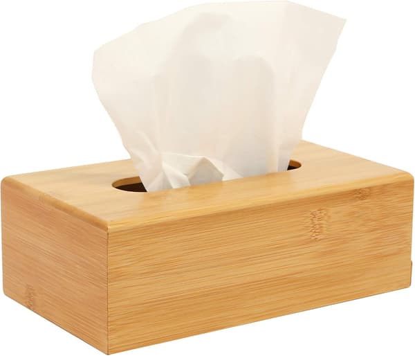 Bambu rektangulär vävnadslåda | Vävnadshållare | Servettdispenser | Vävnadsöverdrag | Vävnader ingår ej | H8,5 x B24 x D12 cm |