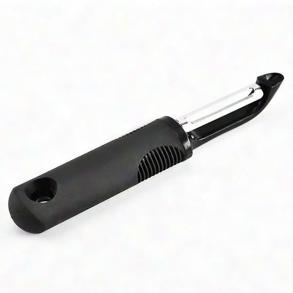 Potato Peeler with Sharp Stainless Steel Blade - Non-Slip Black Handle - Safe Rotating Cutter - Kitchen Utensil for Vegetables