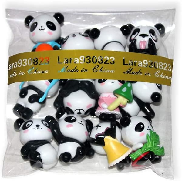 Panda-dukke Mini Panda-legetøj Panda-kagepynt Søde Panda-fødselsdagsfestdekorationer (12 stk/1 sæt)