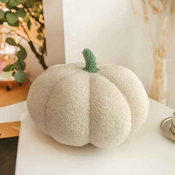 Halloween Græskar Pude Efterår Græskar Blød Plys Legetøj Blød Thanksgiving Græskar Dekorativ Sofapude Græskar Legetøj Boligindretning Fest 30cm Hvid