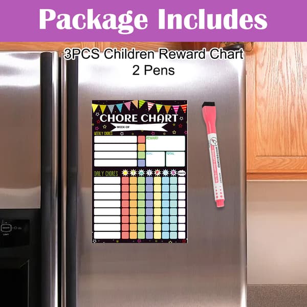 Chore Chart for Multiple Kids, Reusable Magnetic Chore Chart with Whiteboard for Customizable Tasks and Goals, Perfect as a Gift