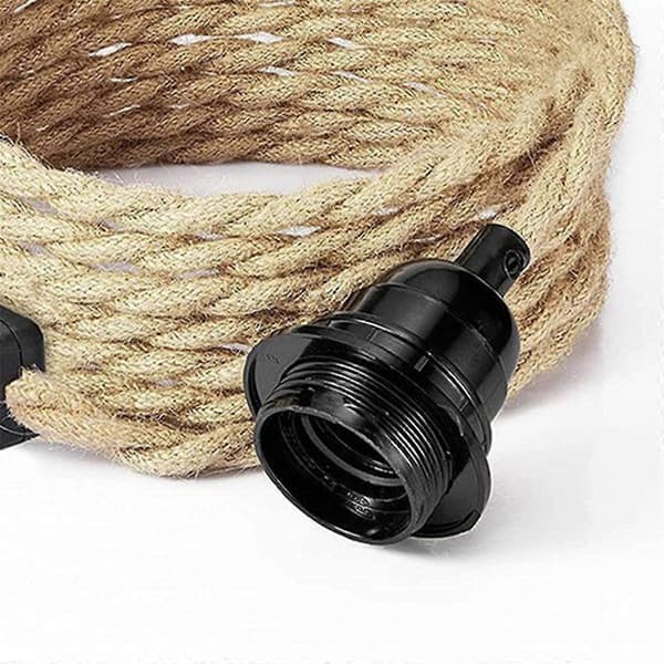 Retro Rope Lamp Cable, Table Lamp Accessory with Cord Switch (Bulb Not Included) EU Plug