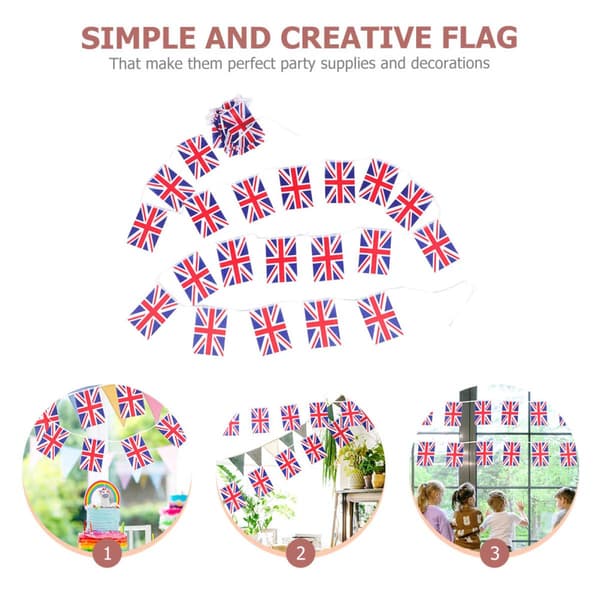 Genanvendelig velegnet til indendørs og udendørs brug Britisk haveflag vimpelbannere lavet af robust polyester
