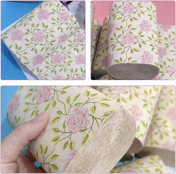 10 Rolls Rose Pattern Toilet Paper, Solid Core, Bathroom Paper, Bulk Pack, Decorative Toilet Paper