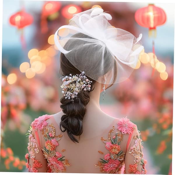 Fascinatorhat med sommerfuglesløjfe og net-slør, brudete-fest-hårbånd