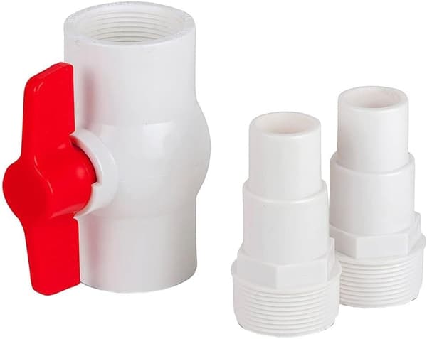 AR512 On/Off ventiladapter til 38 mm og 32 mm slangediameter, kugleventil med T-håndtag, adapter til poolvandsafspærring