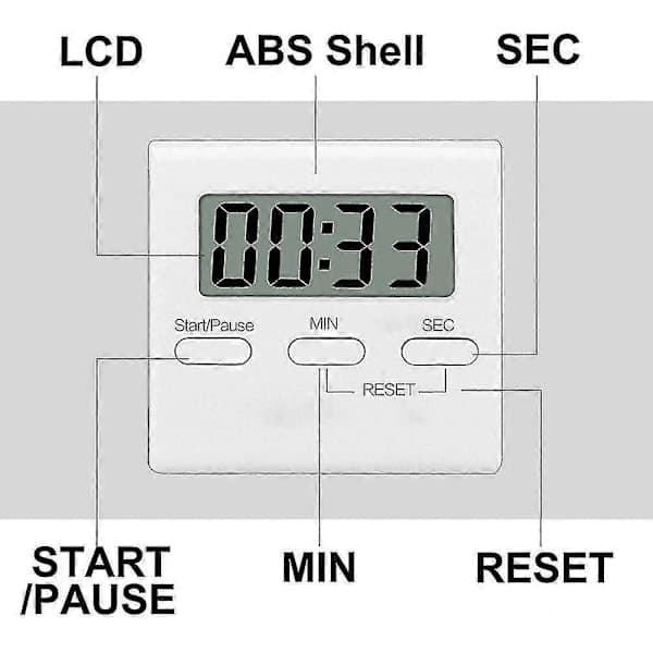 Digital Kökstimer Magnetisk Nedräkningstimer med Högt Alarm, Stora Siffror, Ställ, Hängande Hål för Matlagning, Dusch, Badrum, Barn