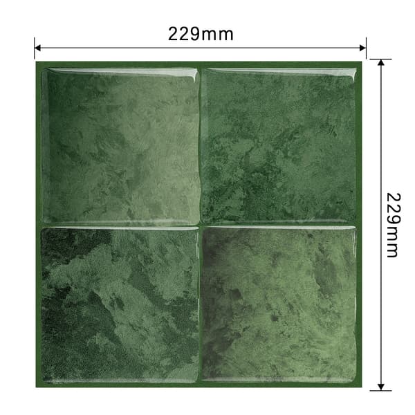 Self-Adhesive Kitchen Splashback - Green, 3D Bathroom Wall Tiles, 5 Wall Decals (22.9x22.9 cm), Easy to Install