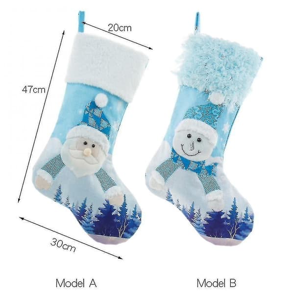 Hmwy-(B) Julstrumpor Julklappsstrumpor Juldekorationer Blå Lysande Presentpåse