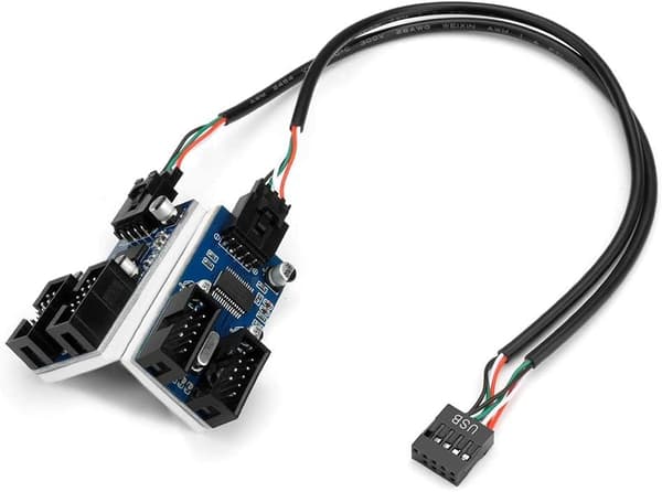 2 stk hovedkort USB 2.0 9-pinners header 1 til 4 forlengelseshub splitter