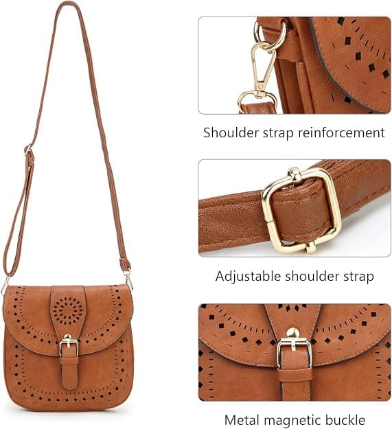 Dam axelväska PU läder crossbody väska (brun)