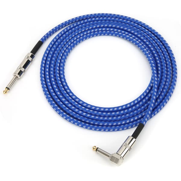 6.35mm Guitar Audio Cable Microphone Noise Reduction Connection Cable Musical Instrument 3 Meter Blue and White