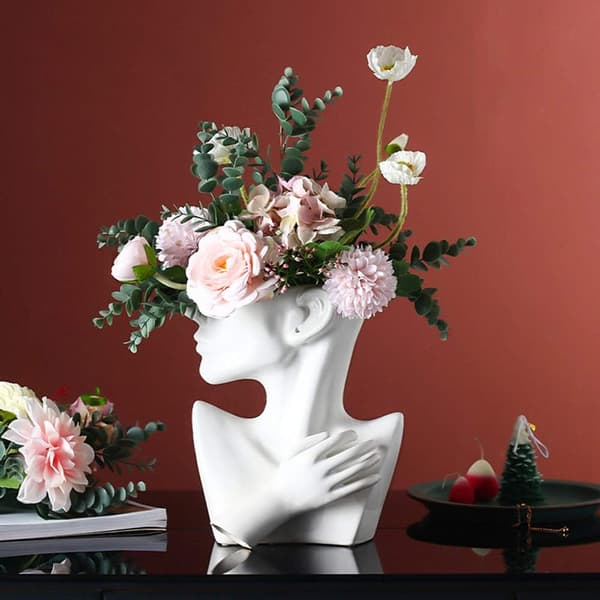 Keramisk Statue Vase Byste Hodeform for Bursdagsgaver, Hjemme- og Kontordekorasjon