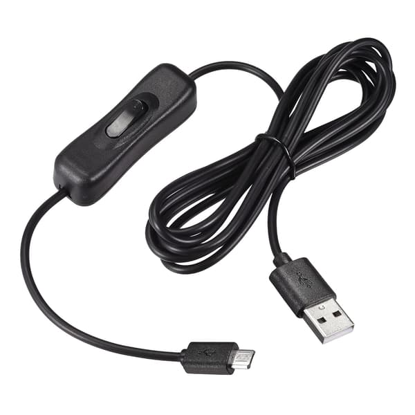 USB-kabel med PÅ/AV-bryter, hann til mikro 2M svart