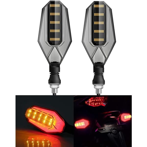 1 Pair 30 LEDs 12V Waterproof Motorcycle Turn Signals Rear for (Red)