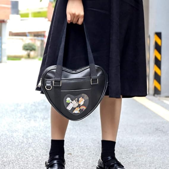 Ita Bag Crossbody Hjerteformet Håndveske for Anime Pins Display