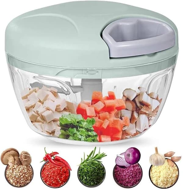 900ml Vegetable Chopper Multifunctional High Speed Fruit Twist Shredder Manual Meat Grinder Garlic Cutter Kitchen Simple, Pink