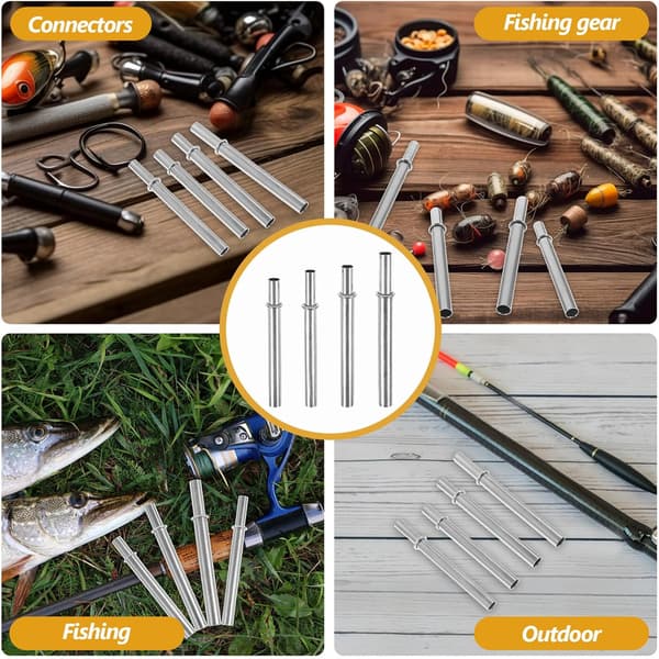 4 stk. Fiskestang Reparation Forbindelseshylster Rustfrit Stål Stang Fiskedele Stang Reparationsrør Forbindelse