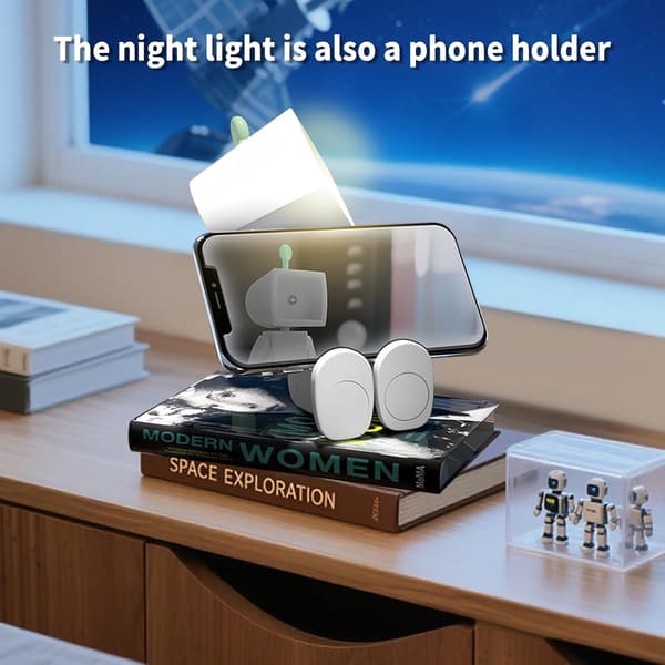 Astronaut magnetisk nattlampe, LED mini-robot boklampe, skrivebordsdekorasjon stemningslampe (sett med 2)