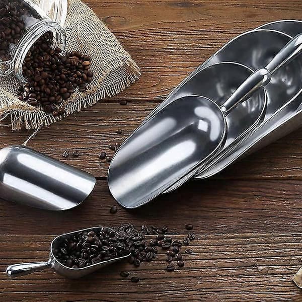 Round Bottom Cast Aluminum Scoop for Ice, Flour, and All-Purpose Use, Silver 25 cm